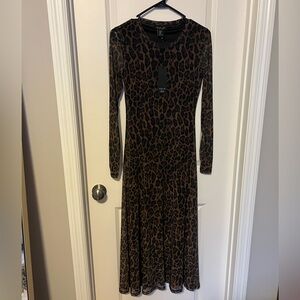 Rachel Zoe animal print women’s midi long sleeve dress. NWT Size XS